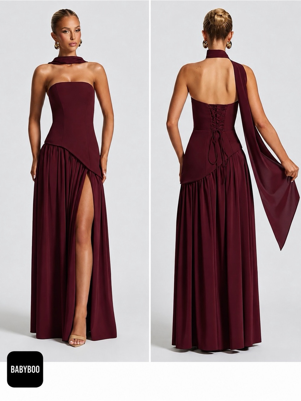 🍒 BABYBOO FASHION Cherry Lacquer “Maliyah” Maxi Dress NWT!